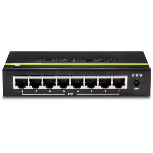 TRENDnet TPE-TG82g 8-Port Unmanaged Gigabit Ethernet PoE+ Switch, 61W power budget, wall mountable